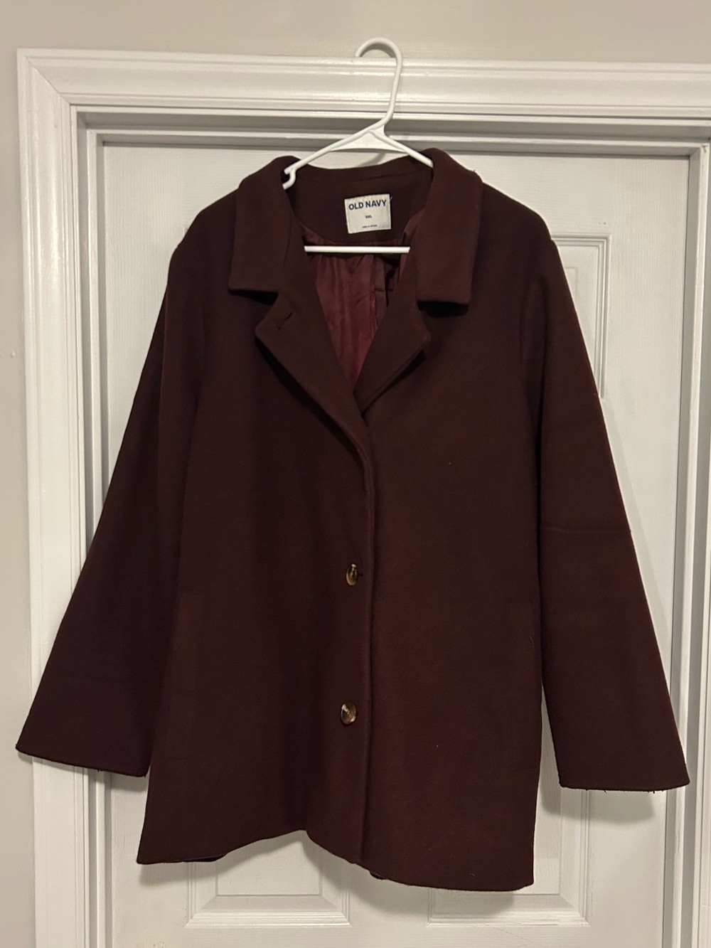 Old Navy Women's Maroon Single-Breasted Pea Coat